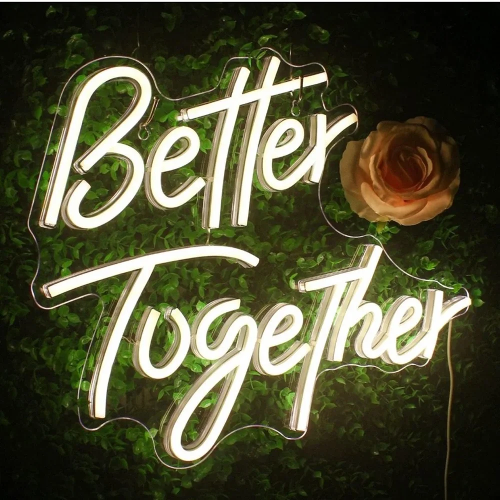 Better Together Neon Sign Wedding Anniversary Dating Couple Bedroom Wall Light